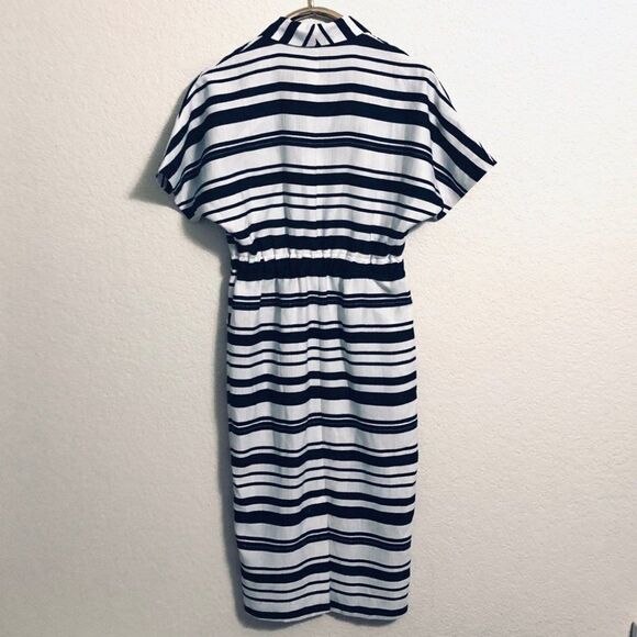 ASOS DESIGN Curve Black and White Striped Midi Dress With Pockets size 6 - Picture 3 of 15